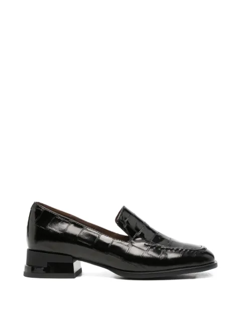 LINDA BAUMANN crocodile-embossed leather loafers Black 658526112BLK