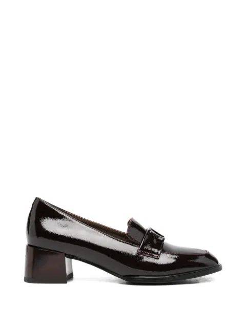 LINDA BAUMANN logo-plaque patent-leather pumps Brown 658526138BRW
