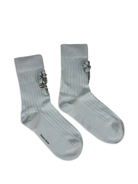 Simone Rocha Poppy crystal-embellished ribbed socks Blue SOCK68B0647