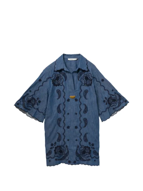 ZIMMERMANN paisley-embroidered scalloped-edge dress Blue ZMMDS8359DSXRBLX001