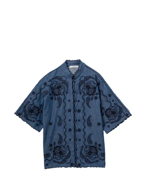 ZIMMERMANN paisley-embroidered scalloped-edge blouse Blue ZMMSR8360TSXRBLX001