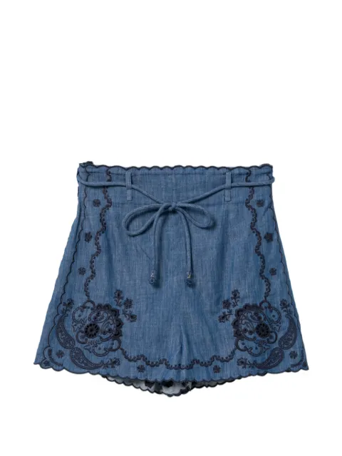 ZIMMERMANN embroidered scalloped-edge shorts Blue ZMMSP8361ASXRBLX002