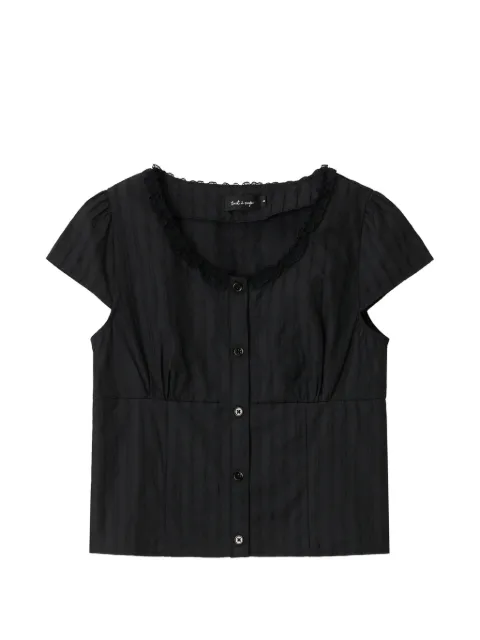 tout a coup lace-trim striped top Black M121AS6