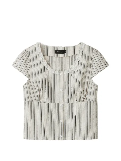 tout a coup stripe-print lace-trim blouse Neutrals M121AS6