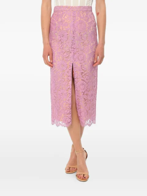 SUPER BLOND lace front-slit high-waisted skirt Pink SBLONGLACESKIRT4