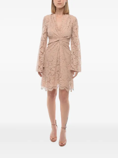 SUPER BLOND lace long-sleeve mini dress Neutrals SBSHORTLACEDRESS04