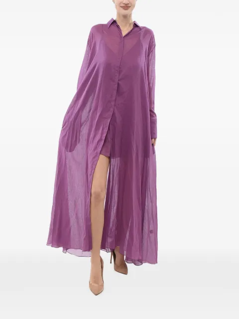 SUPER BLOND sheer button-up maxi dress Purple DRESSJCOVIOLA