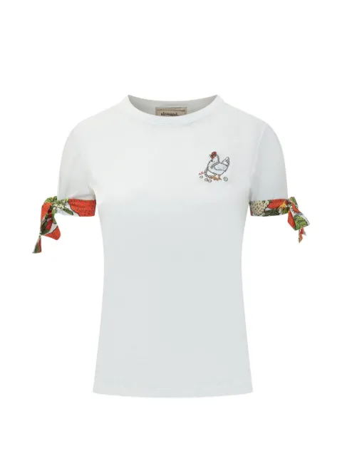 alessandro enriquez embroidered bow-detail T-shirt White SS26AES101FCOR
