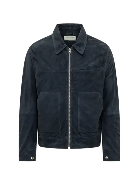 AMARANTO zip-fastening leather jacket Blue B6AB0073