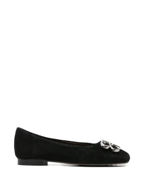 LINDA BAUMANN logo-plaque suede ballet flats Black 658526127