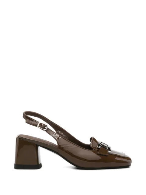 LINDA BAUMANN patent-finish slingback pumps Brown 658526106GRY