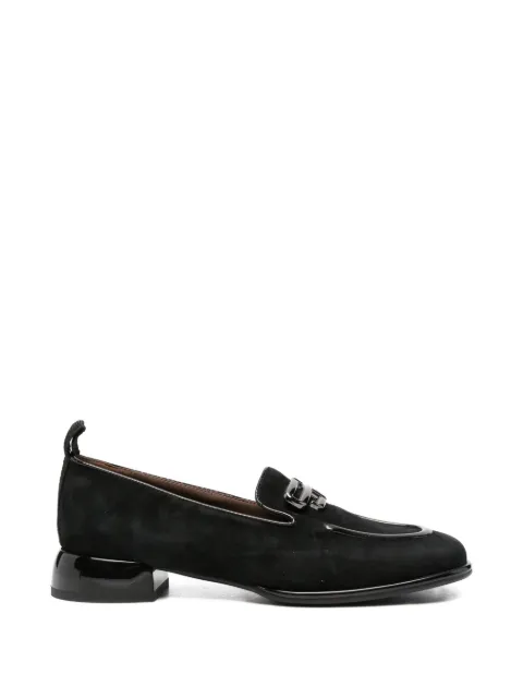LINDA BAUMANN logo-plaque suede loafers Black 659326102BLK