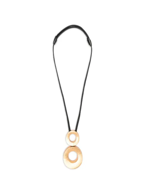 Monies circular-pendant leather-strap necklace Gold 8478WDG