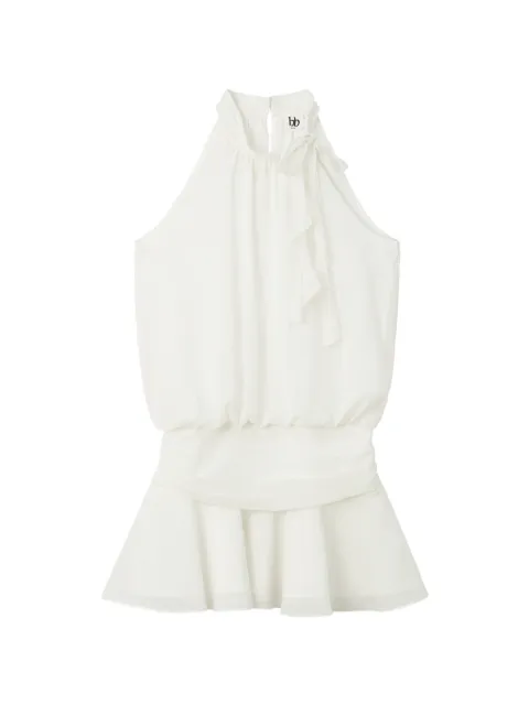 b+ab ruffled shirred-waist mini dress Neutrals 6U186AS