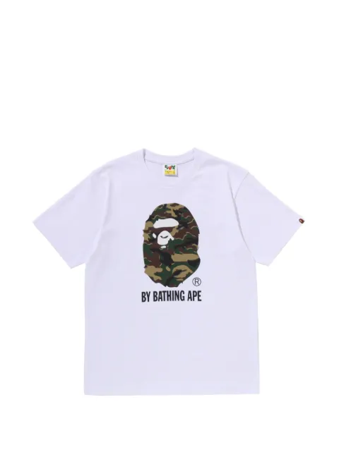 A BATHING APE® camouflage-print logo-print T-shirt White 001TEM301346M