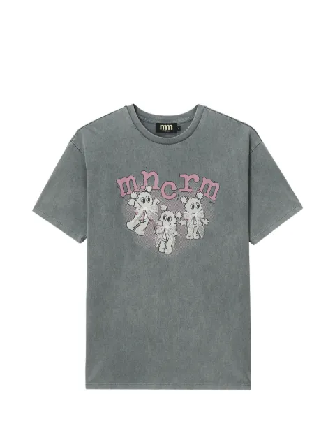 Mini Cream bow-detail graphic-print T-shirt Grey 6SM625A