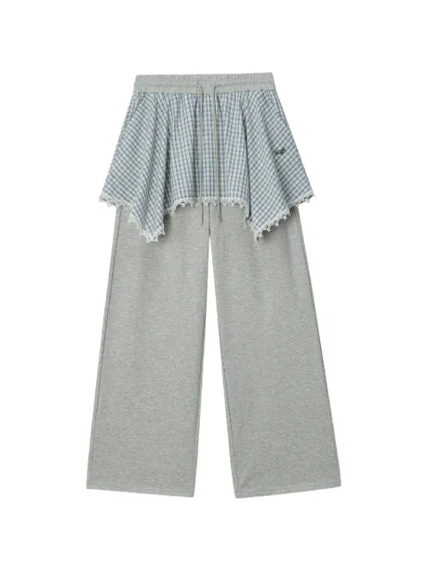 Mini Cream check-print layered track pants Grey 6SM505A