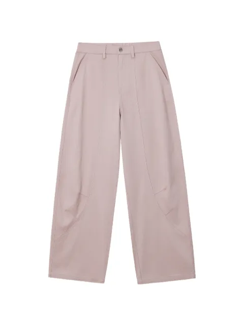 Mini Cream seam-detail wide-leg trousers Pink 6SM111A