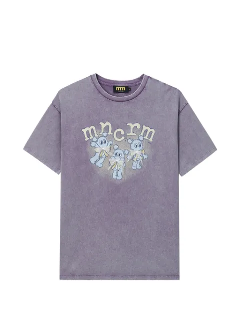 Mini Cream graphic-print bow-detail T-shirt Purple 6SM625A