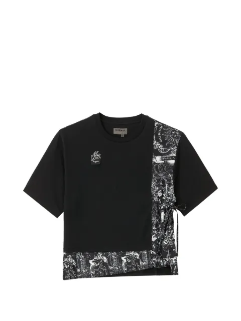 Musium Div. graphic-print pleated T-shirt Black MMUTEW01253X