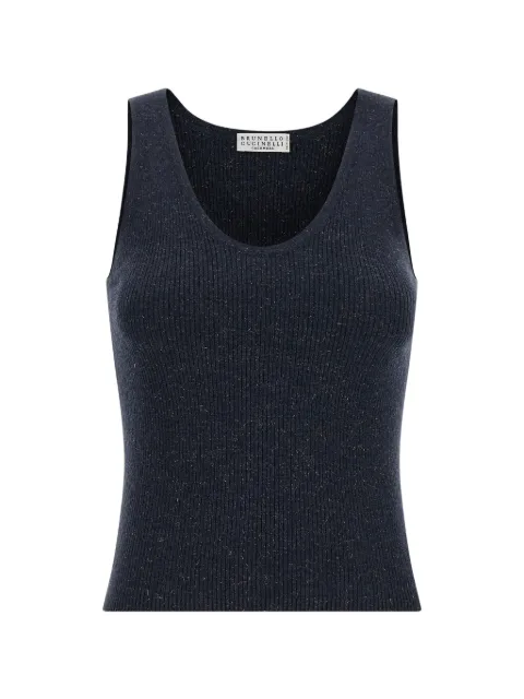 Brunello Cucinelli ribbed sparkling tank top Blue M9A822220C7186