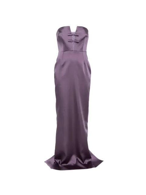 The New Arrivals Ilkyaz Ozel bow-detail strapless maxi dress Purple PF26TNANA00303400969