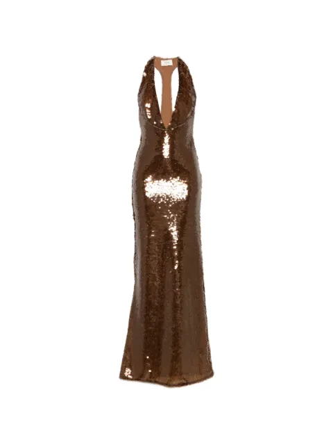 The New Arrivals Ilkyaz Ozel Olympia sequin-embellished maxi dress Brown PF26TNANA00303500964