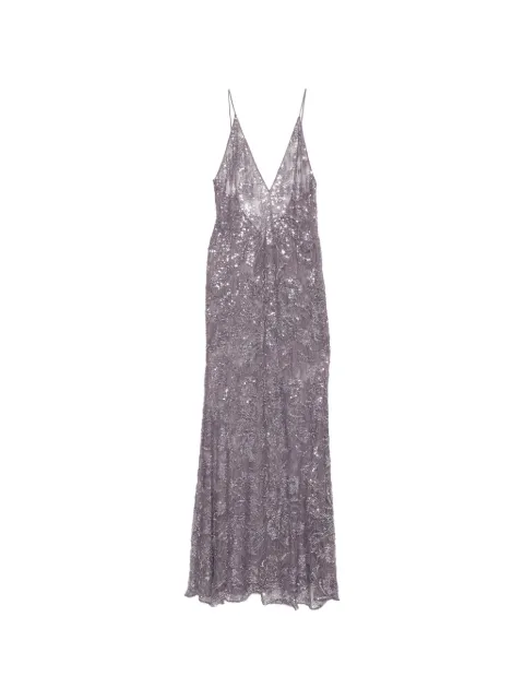 The New Arrivals Ilkyaz Ozel sequin-embellished V-neck maxi dress Purple PF26TNANA00302840954