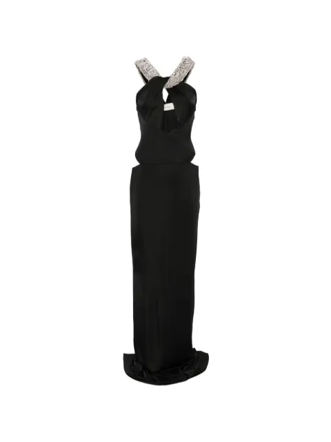 The New Arrivals Ilkyaz Ozel Rio crystal-embellished cutout maxi dress Black PF26TNANA00304630886
