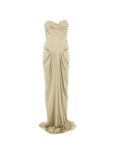 The New Arrivals Ilkyaz Ozel draped-corset maxi dress Green PF26TNANA00304620834