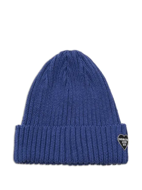 Undercover ribbed-knit heart-patch beanie hat Blue UC1F4H031