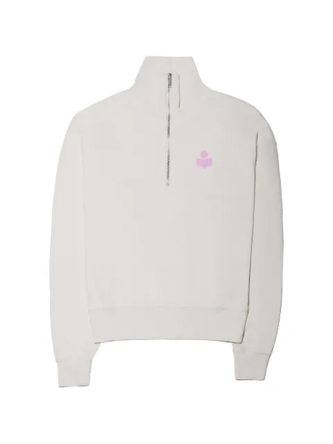 MARANT ÉTOILE Ross logo-print quarter-zip sweater Neutrals 26PSW0093FAD1M04E