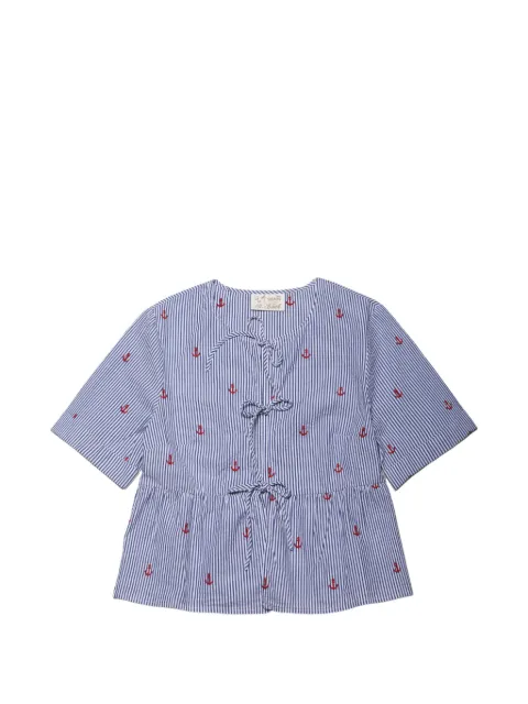 MC2 Saint Barth anchor-embroidered striped blouse Blue AYO0001