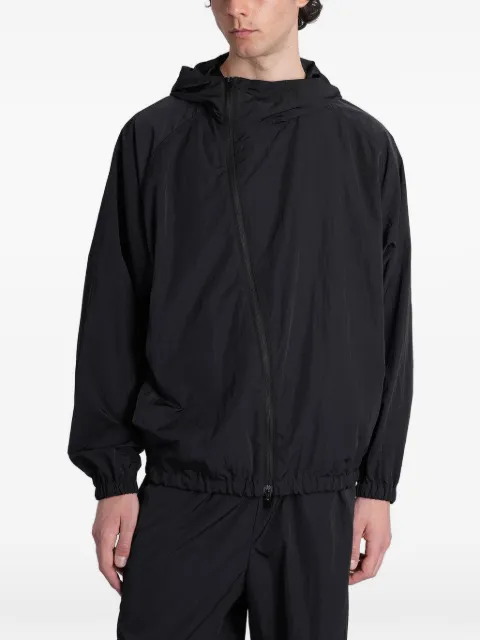 Attachment asymmetric-zip hooded jacket Black AB61033