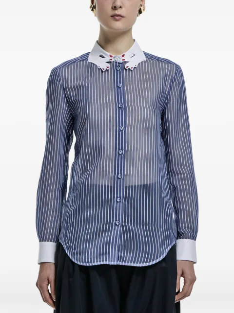 Vivetta striped embroidered-collar shirt Blue VS1CM0158TE121