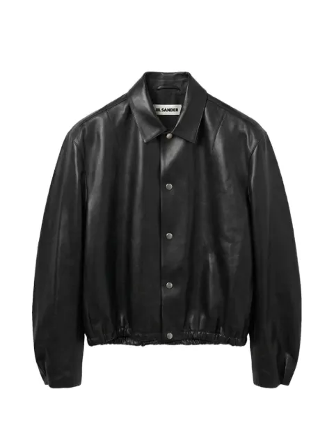 Jil Sander elasticated-hem leather jacket Black J21SW0135J07231
