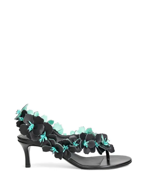 Rabanne floral-appliqué beaded sandals Black 26EHH0153LMB108