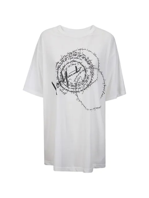 Yohji Yamamoto swirl-print oversized t-shirt White FKT84088