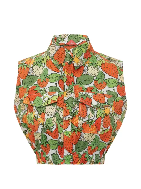 alessandro enriquez strawberry-print cropped shirt Red SS26AES46PO
