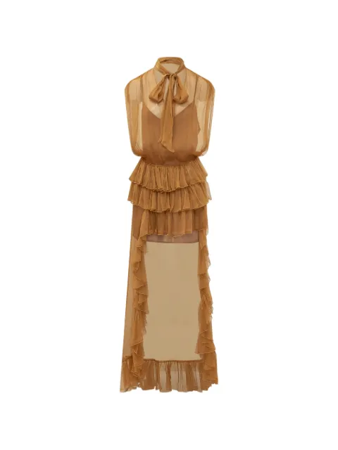 ACTUALEE ruffled bow-detail dress Brown 05AB