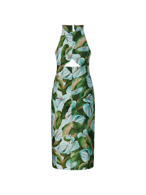 FARM Rio cut-out floral-print midi dress Green 347781