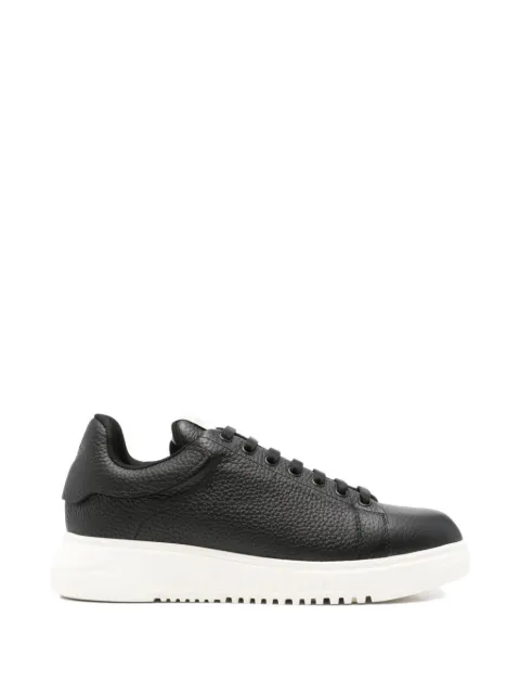 Emporio Armani Tumbled lace-up leather sneakers Black EM003663