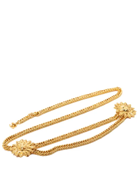 CHANEL Pre-Owned 1980-1990 CC Gold Plated Double Sun Chain Link belt Gold L7I5E7VS8UOOA2QI