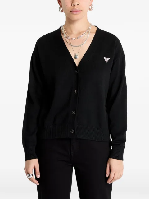 GUESS USA logo-patch V-neck cardigan Black W4BR16Z3HO2JBLK