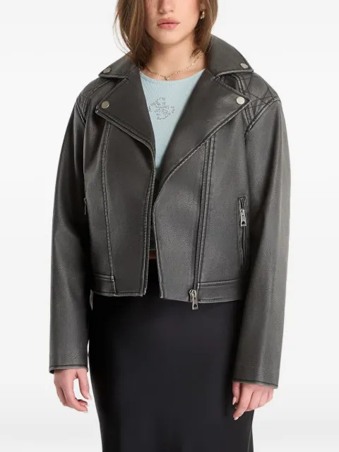 GUESS USA quilted-panel belted long sleeved jacket Grey W6RL09WH1X0JBLK