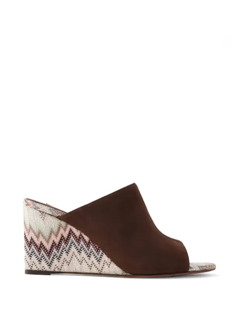 Missoni chevron-knit suede mules Brown MWF193