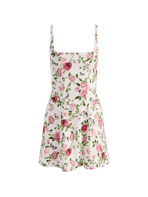 alice + olivia Julia floral-print mini dress White CC604P76524