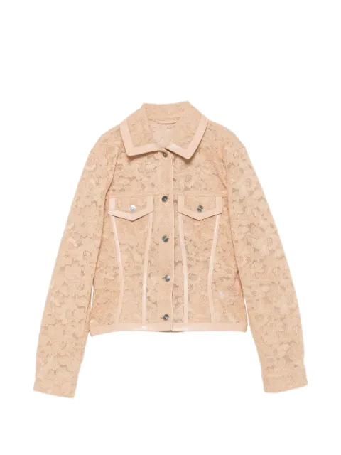 Ermanno Scervino lace leather-trim jacket Neutrals D480I741IPUBD