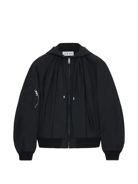 LOEWE pleated hooded jacket Black S359Y02XFA