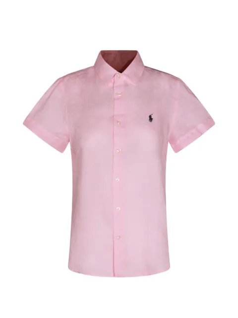Polo Ralph Lauren logo-embroidered linen shirt Pink 211973366501